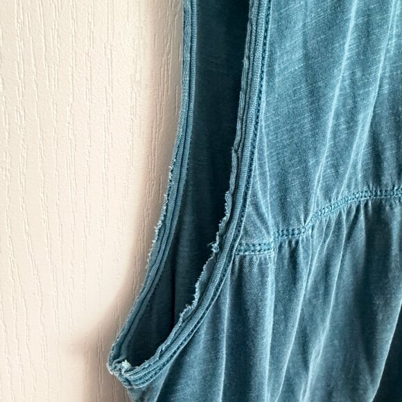 Anthropologie Daily Practice 100% Cotton V Neck Teal Blue Tank Top Size Medium - Picture 10 of 11